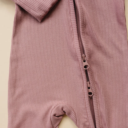Solid Ribbed Bamboo Zippy Romper - more colors by Little Joy Co., product view 14