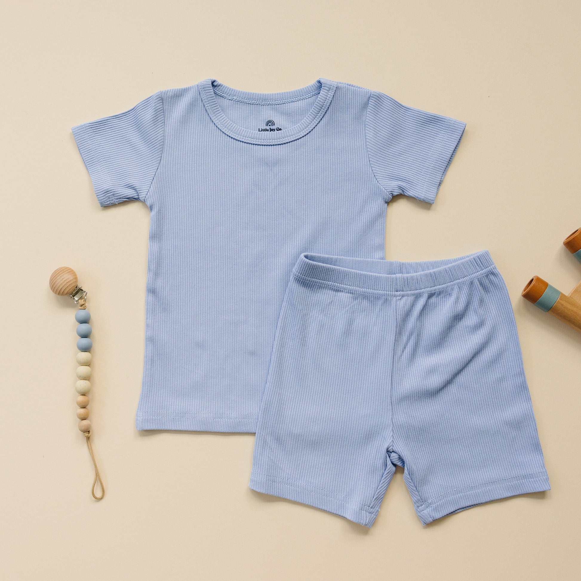 Solid Ribbed Bamboo 2pc Pajamas - more colors by Little Joy Co., product view 6