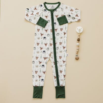 North Pole Pals Bamboo Zippy Romper *0/3m left by Little Joy Co., product view 4