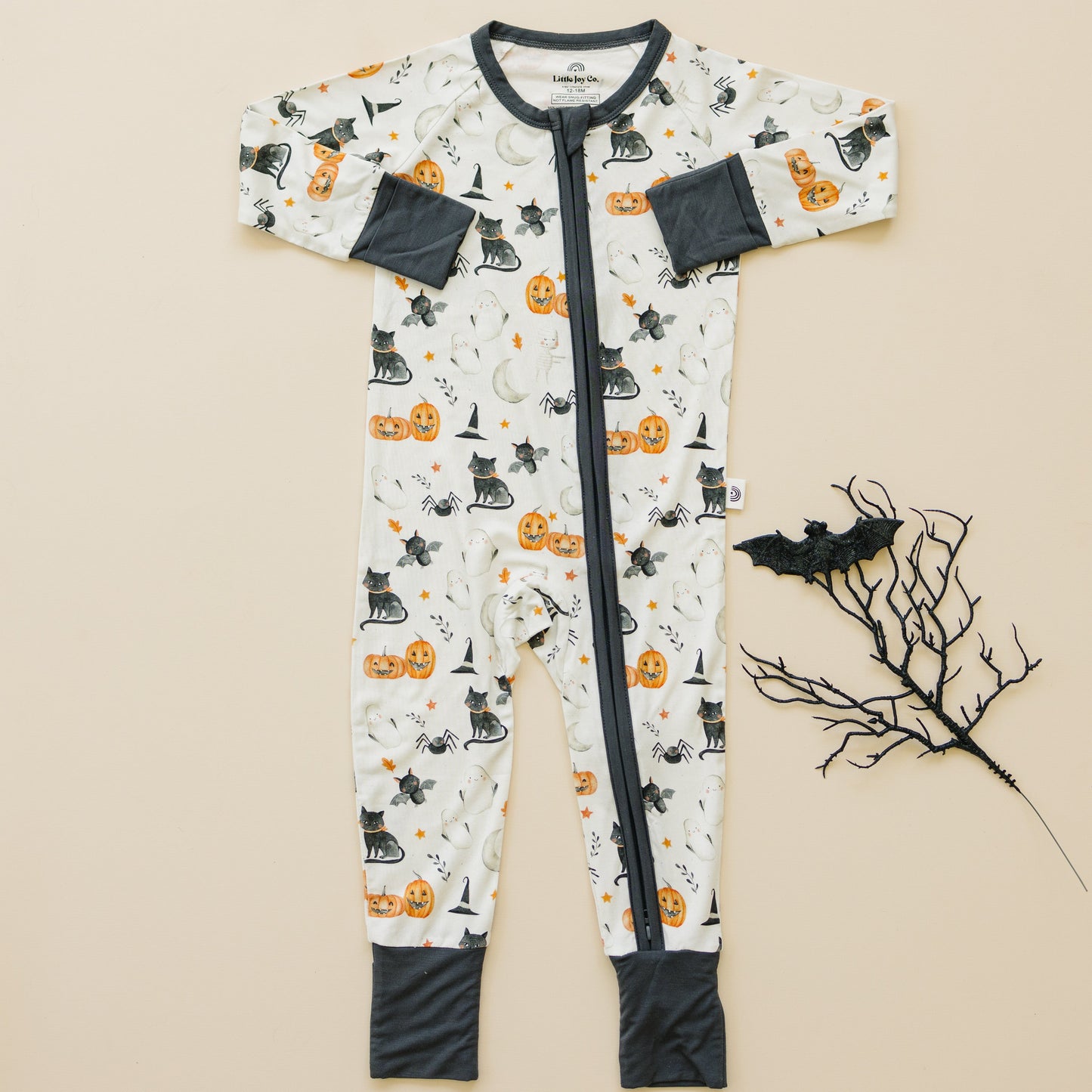 Boo Crew Bamboo Zippy Romper by Little Joy Co., product view 3
