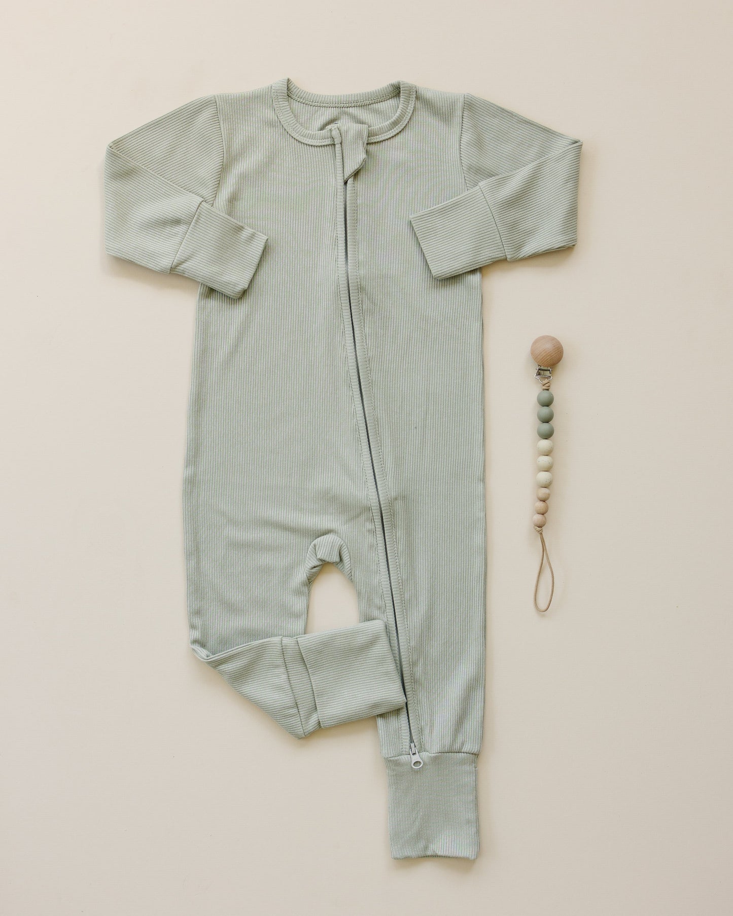 Solid Ribbed Bamboo Zippy Romper - more colors by Little Joy Co., product view 16