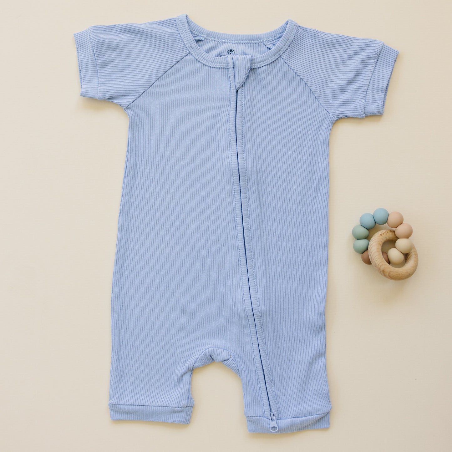 Solid Ribbed Bamboo Shorty Romper (0-3m to 4T) - more colors by Little Joy Co., product view 8