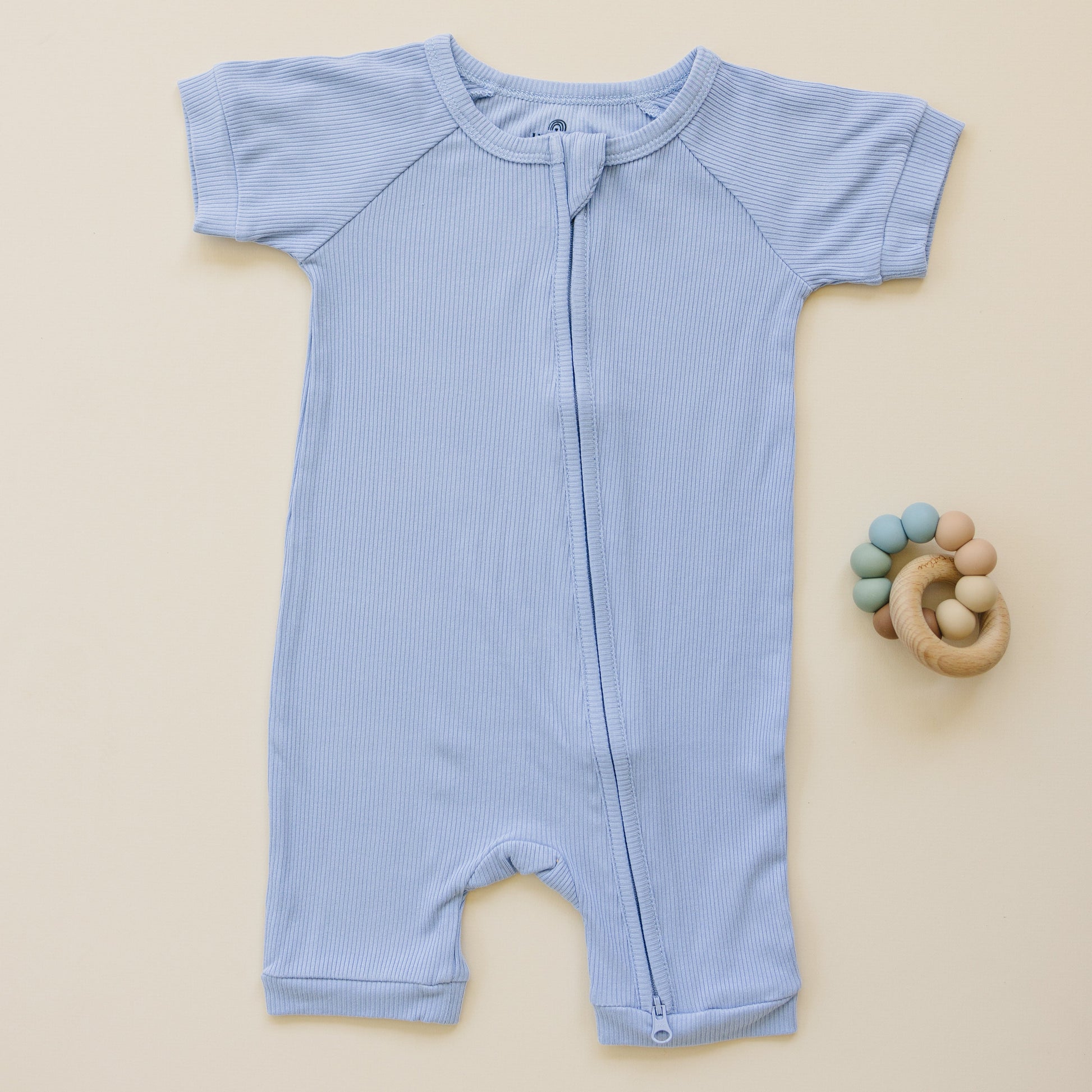Solid Ribbed Bamboo Shorty Romper (0-3m to 4T) - more colors by Little Joy Co., product view 8