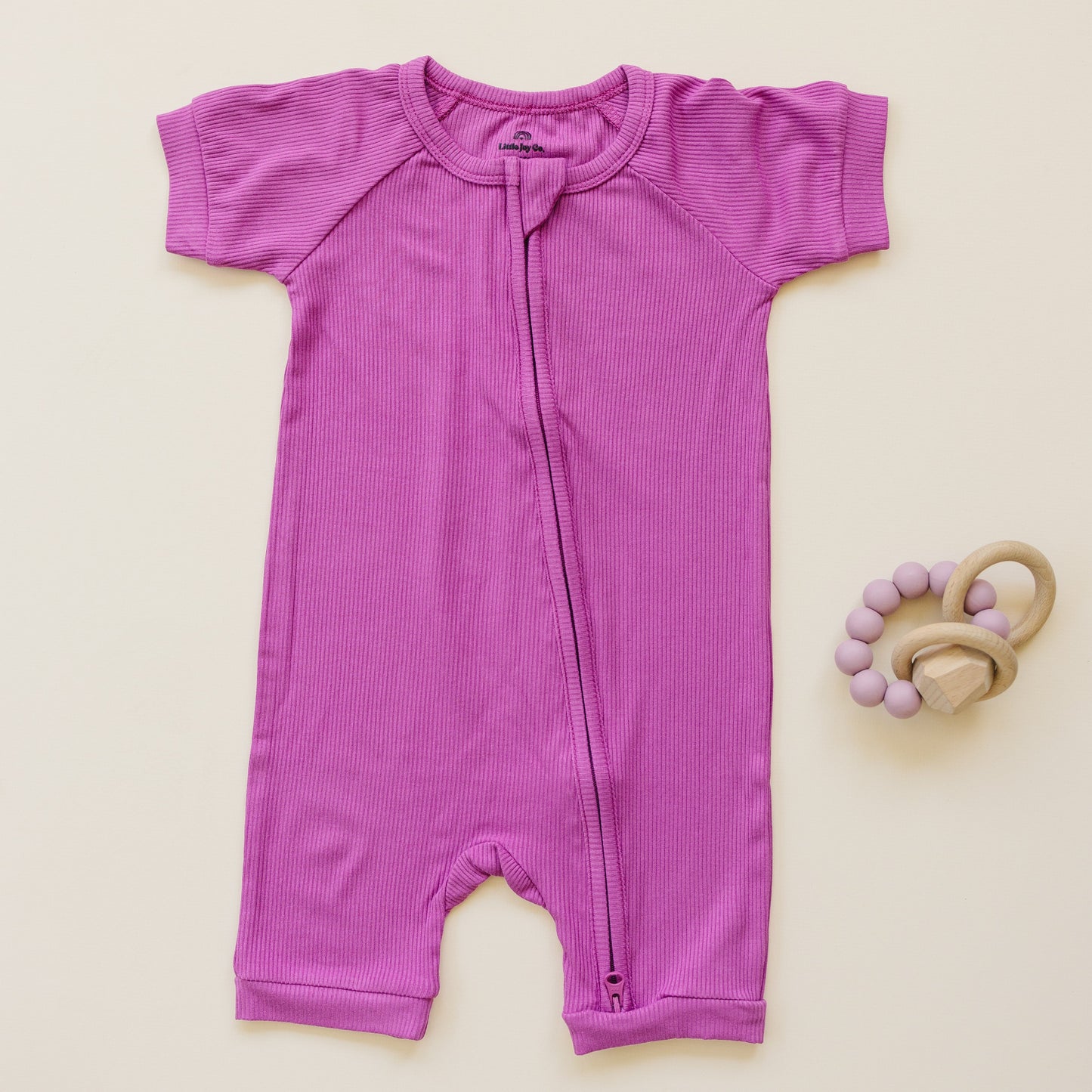 Solid Ribbed Bamboo Shorty Romper (0-3m to 4T) - more colors by Little Joy Co., product view 9