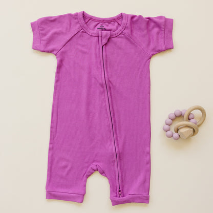 Solid Ribbed Bamboo Shorty Romper (0-3m to 4T) - more colors by Little Joy Co., product view 9