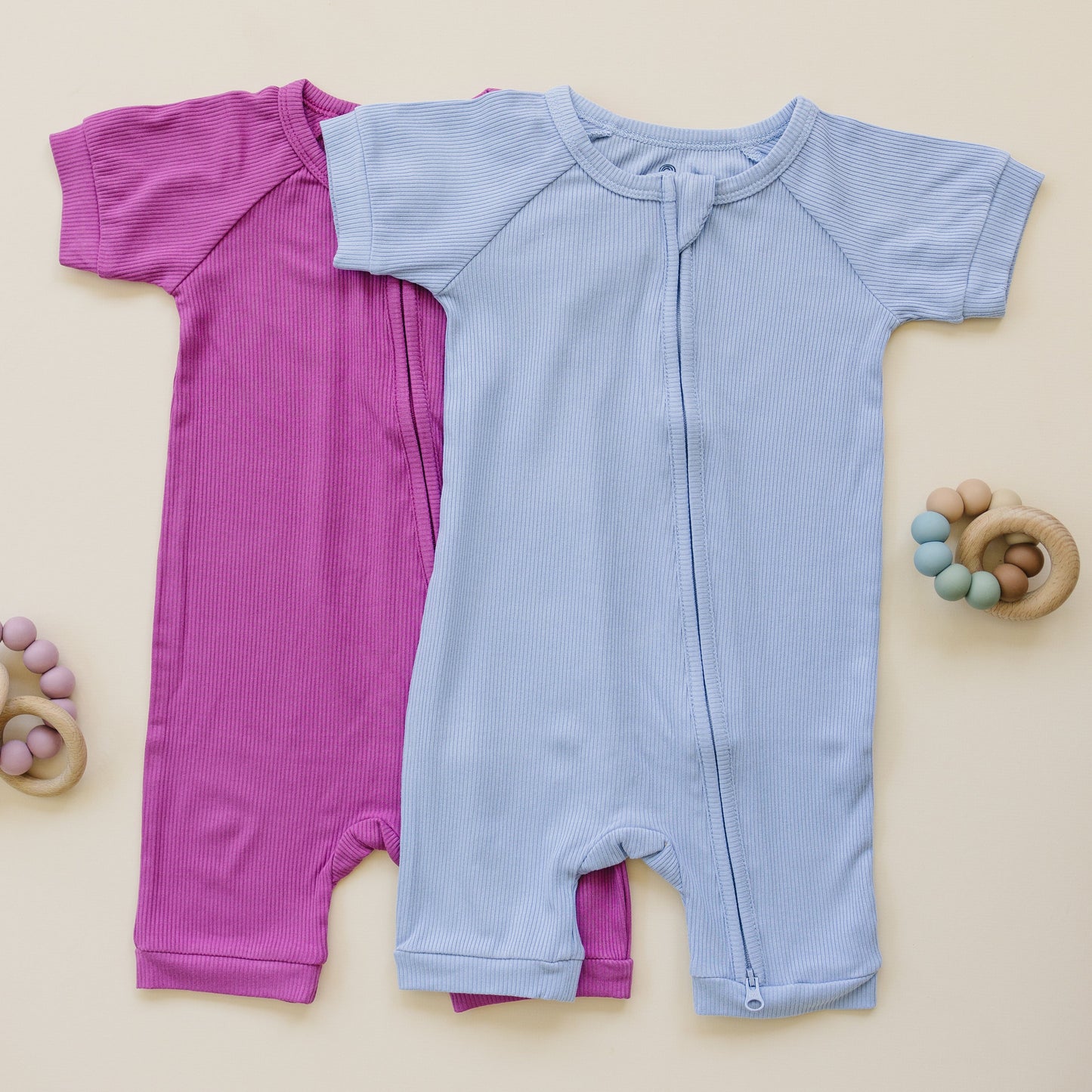 Solid Ribbed Bamboo Shorty Romper (0-3m to 4T) - more colors by Little Joy Co., product view 10