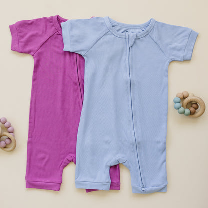 Solid Ribbed Bamboo Shorty Romper (0-3m to 4T) - more colors by Little Joy Co., product view 10