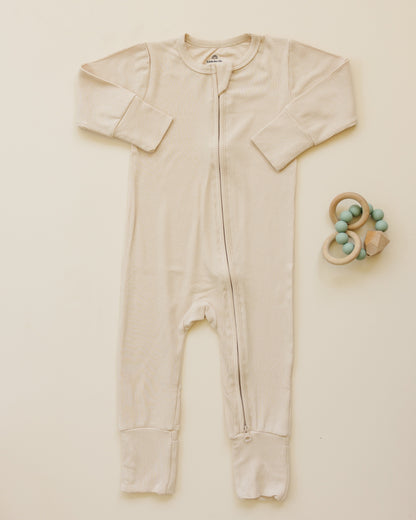Solid Ribbed Bamboo Zippy Romper - more colors by Little Joy Co., product view 17
