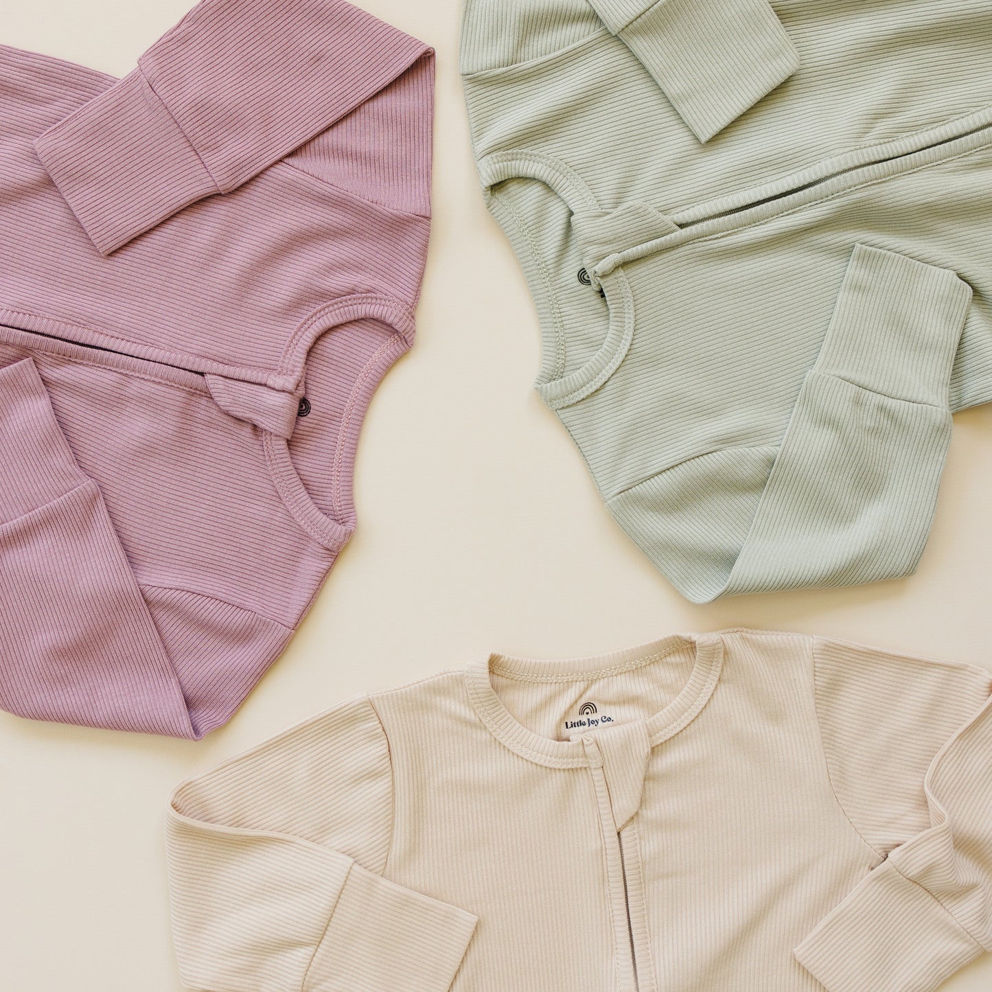 Solid Ribbed Bamboo Zippy Romper - more colors by Little Joy Co., product view 3