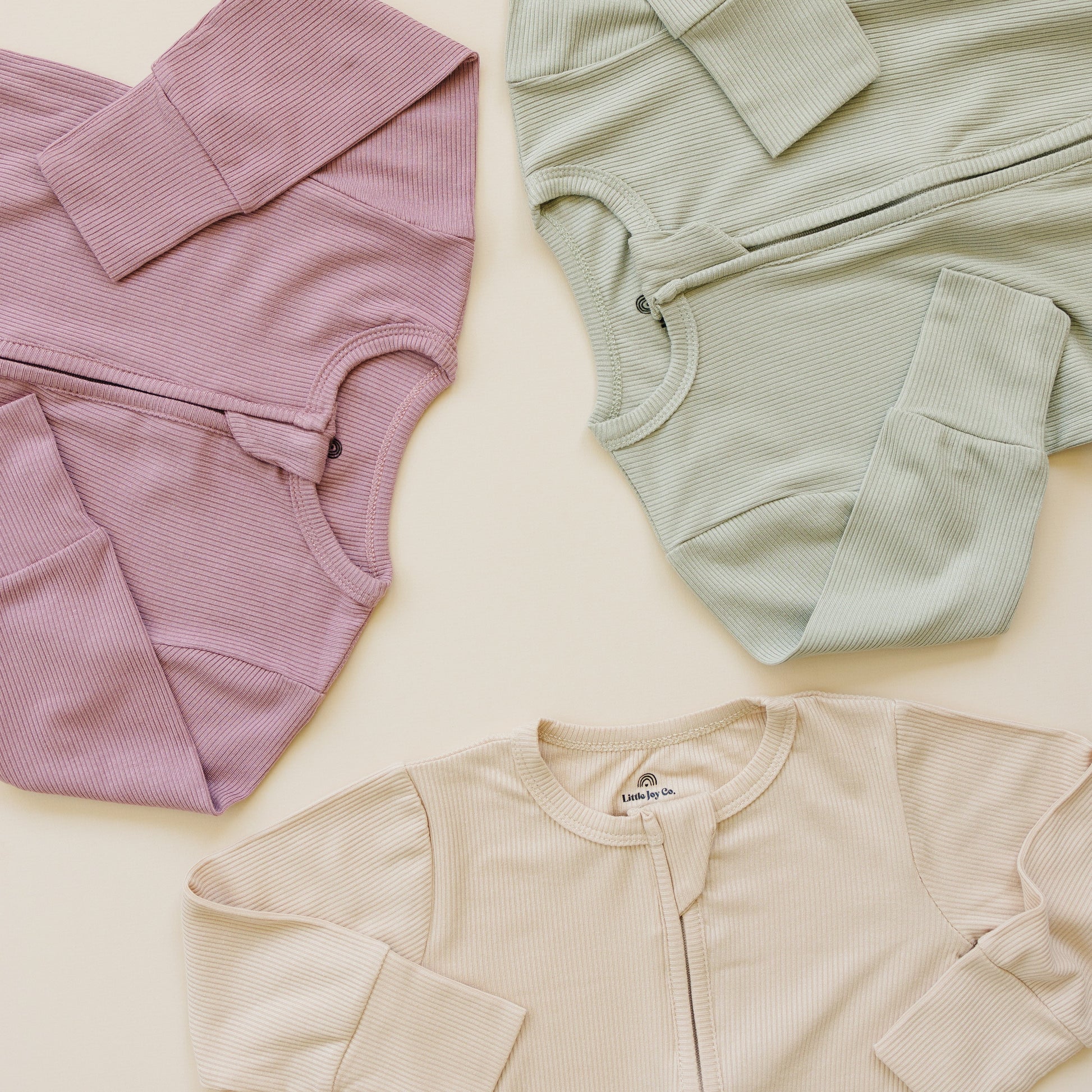 Solid Ribbed Bamboo Zippy Romper - more colors by Little Joy Co., product view 3
