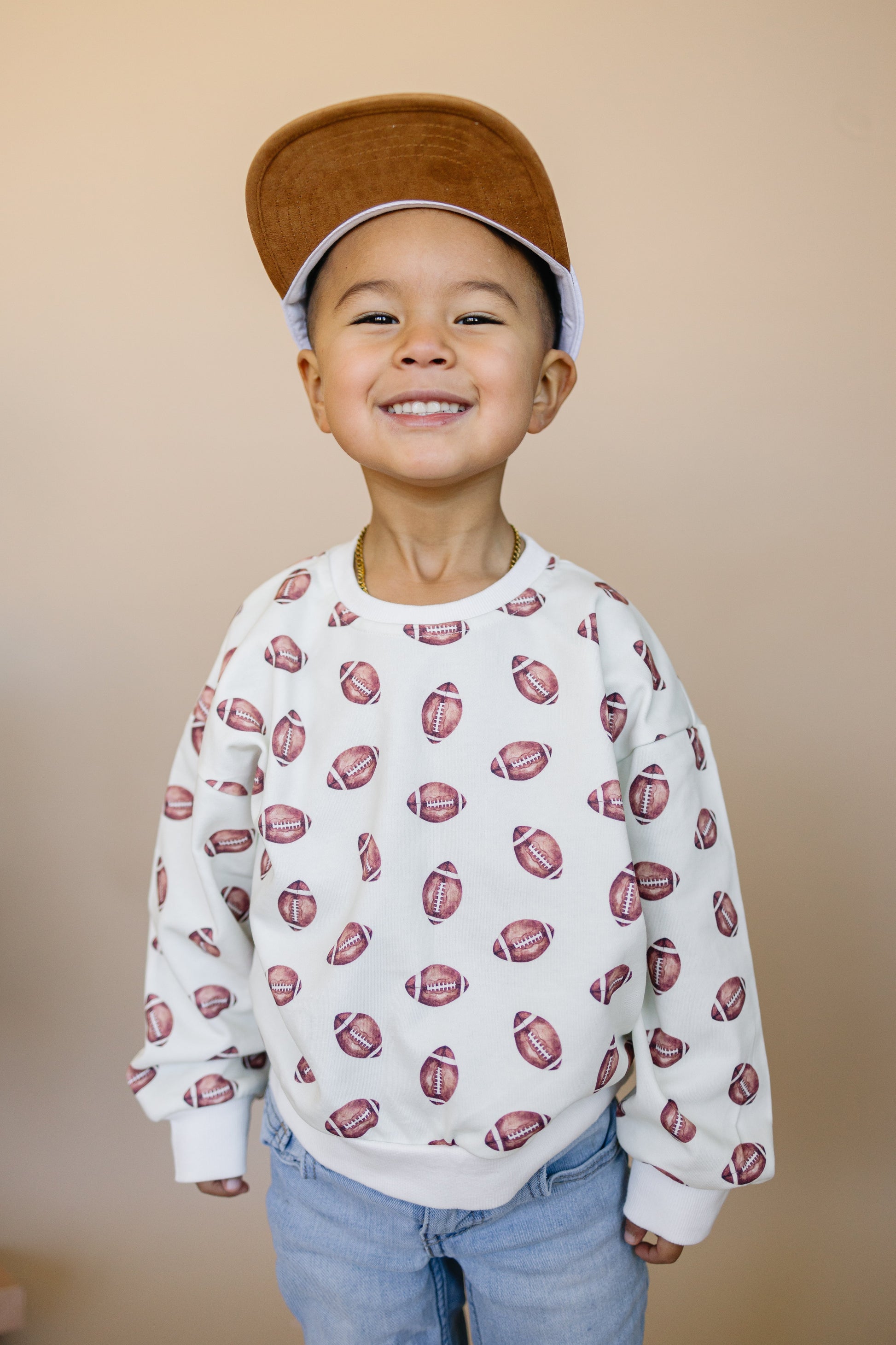 Football Print Crewneck Sweatshirt by Little Joy Co., product view 2
