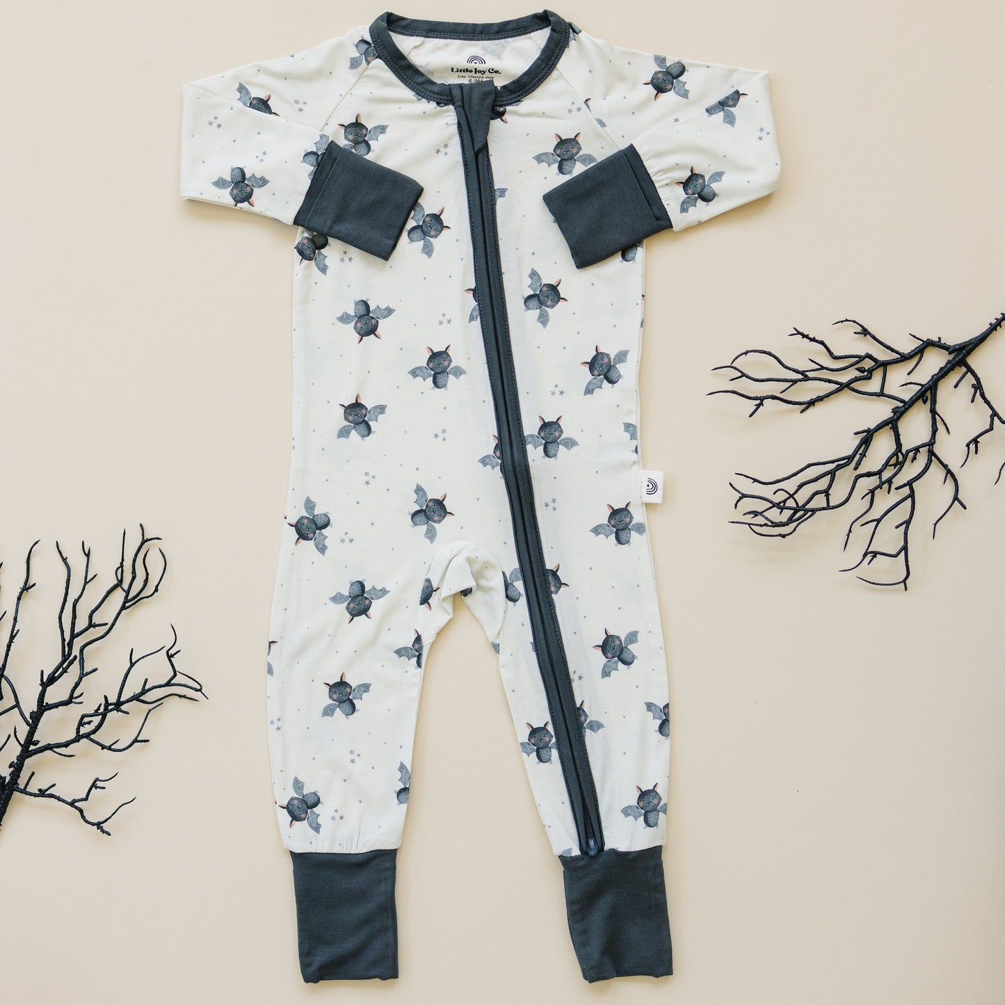 Batty for Bedtime Bamboo Zippy Romper *Newborn only by Little Joy Co., product view 2