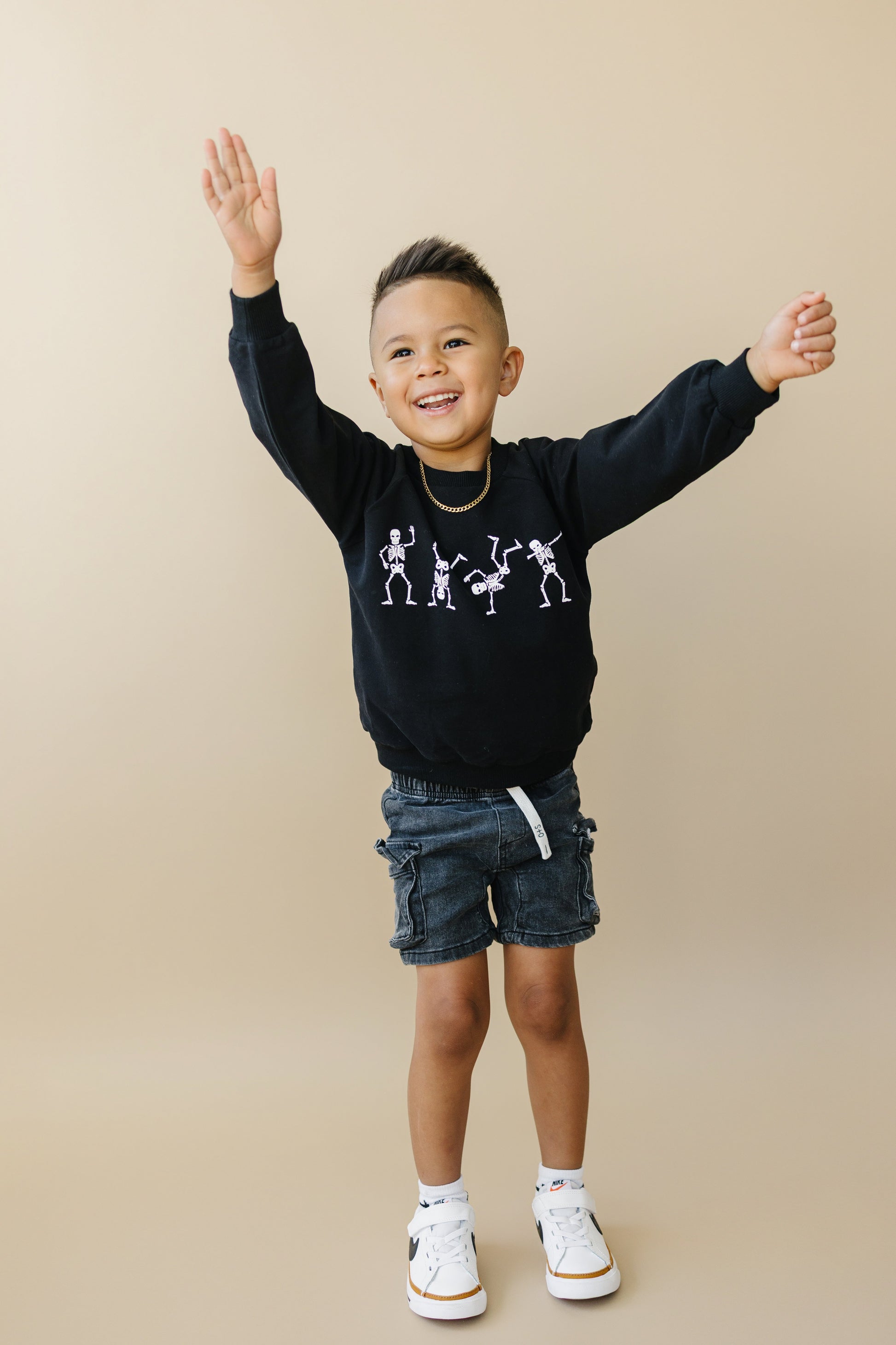 Organic Cotton Dancing Skeletons Crewneck Sweatshirt by Little Joy Co., product view 3