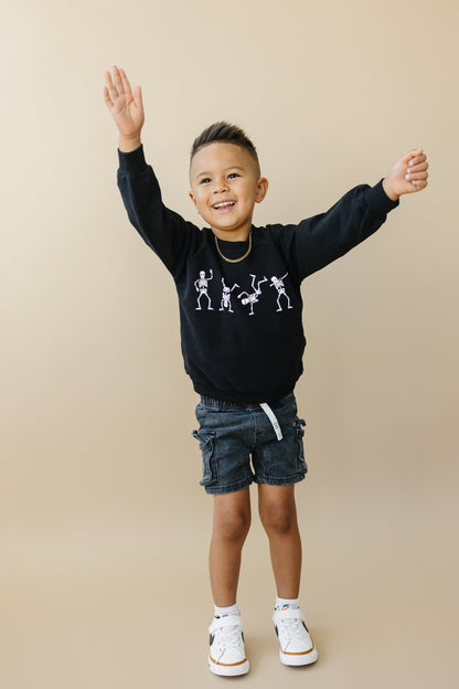Organic Cotton Dancing Skeletons Crewneck Sweatshirt by Little Joy Co., product view 3