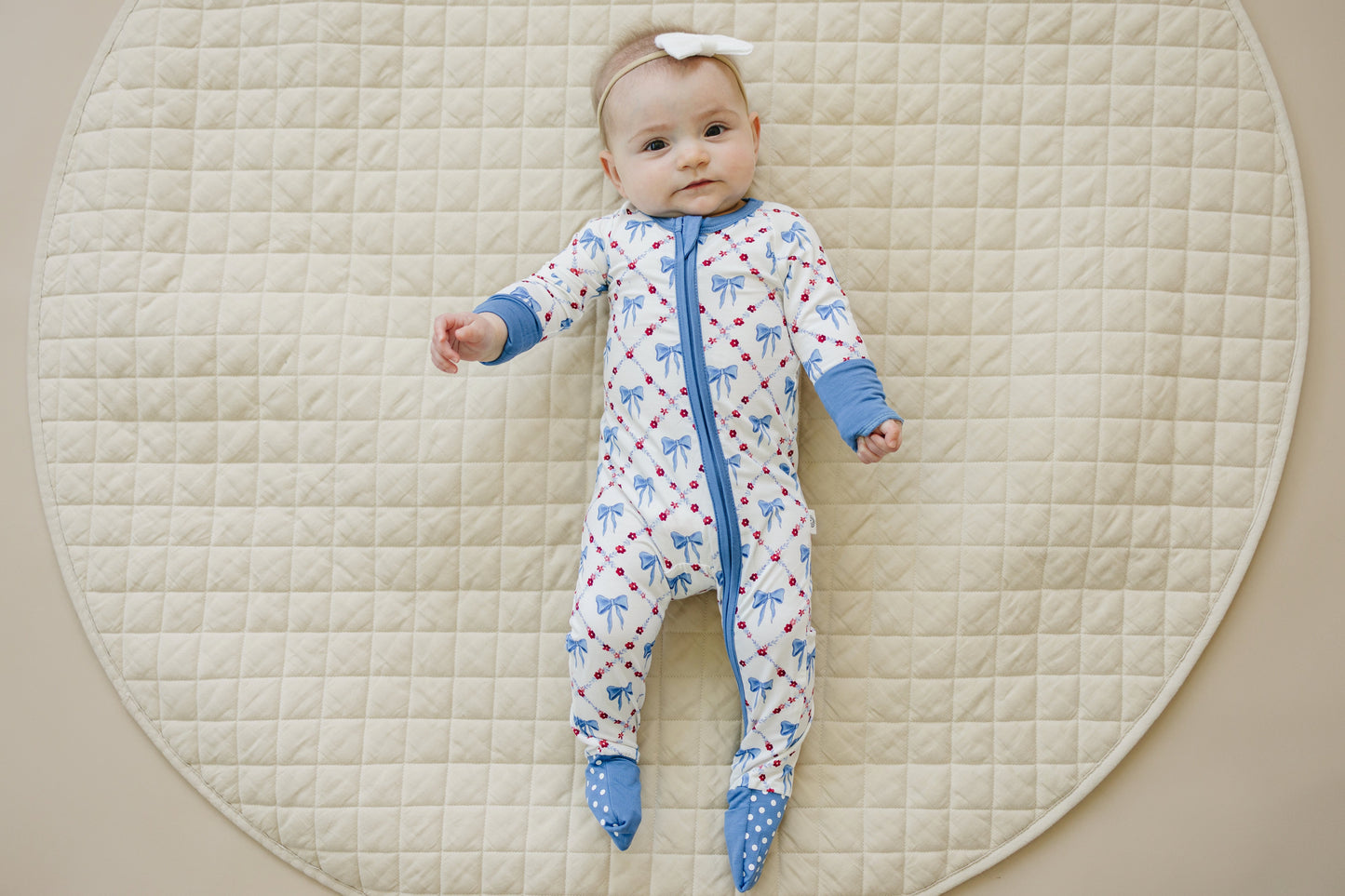 Red White & Bows Bamboo Zippy Pajamas by Little Joy Co., product view 10