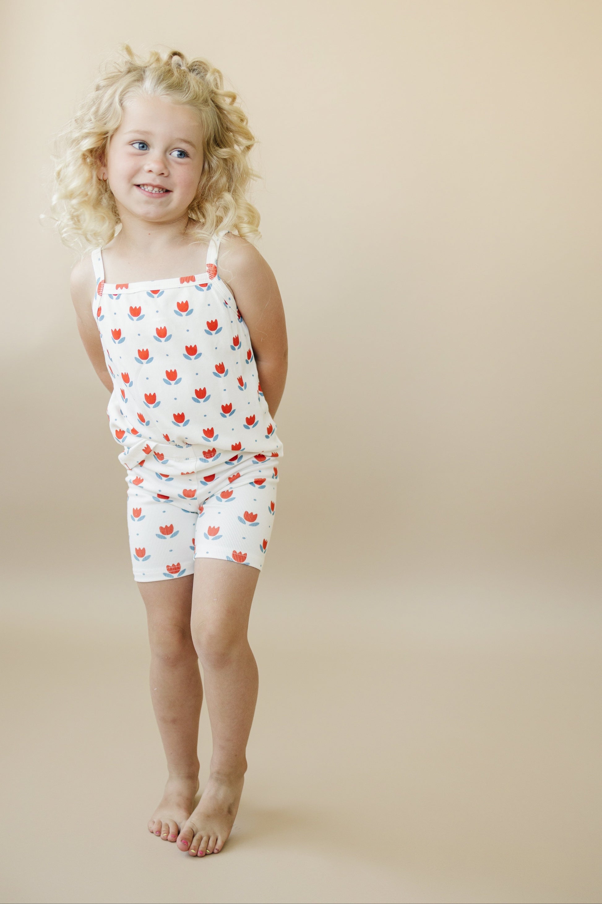 Red White & Blue Tulip Ribbed Bamboo 2pc Tank Set *Sizes 4T-6 left by Little Joy Co., product view 2
