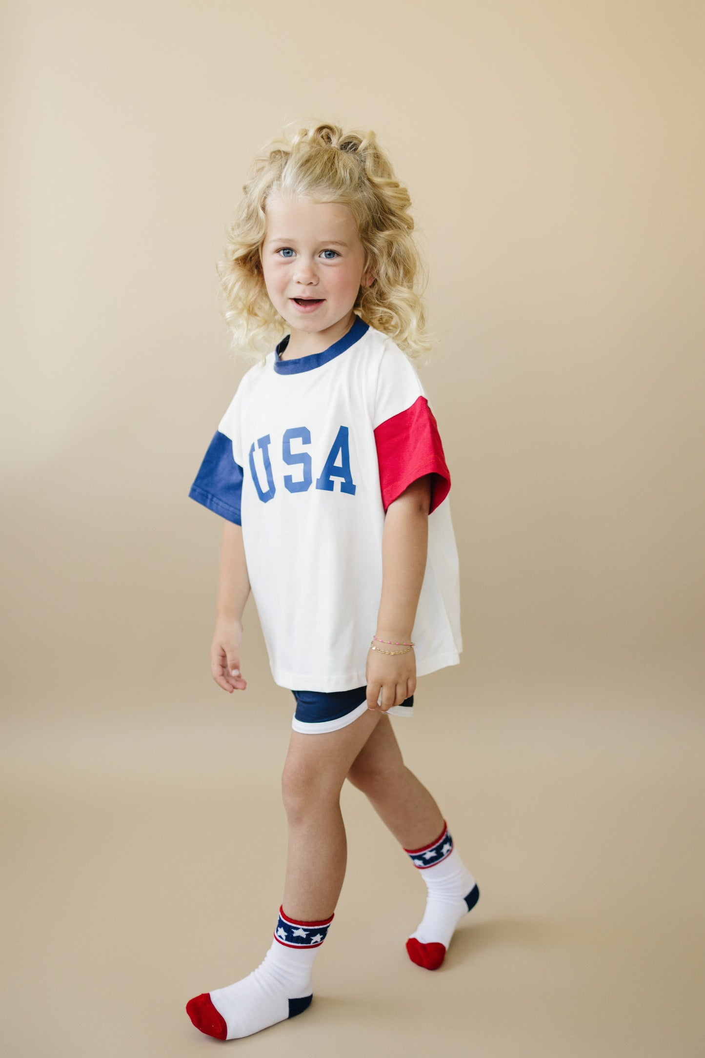 USA Colorblock Tee - Oversized or Regular Fit by Little Joy Co., product view 2
