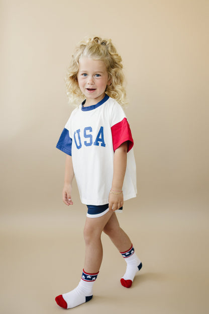 USA Colorblock Tee - Oversized or Regular Fit by Little Joy Co., product view 2