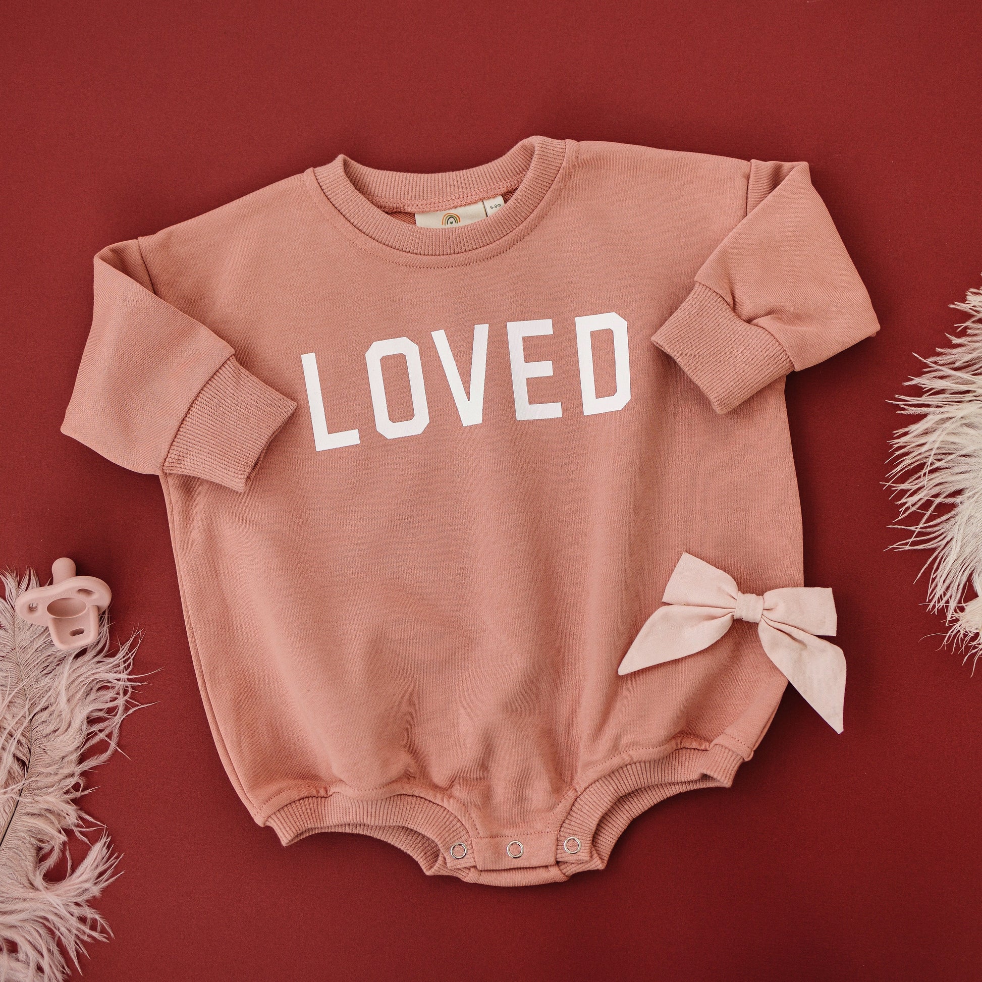 Loved Sweatshirt Romper - more colors by Little Joy Co., product view 6