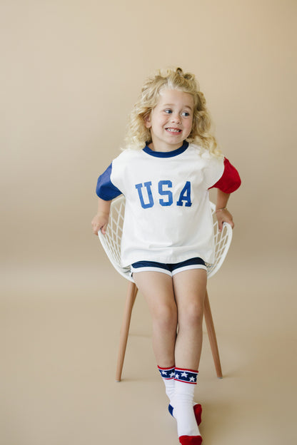USA Colorblock Tee - Oversized or Regular Fit by Little Joy Co., product view 10