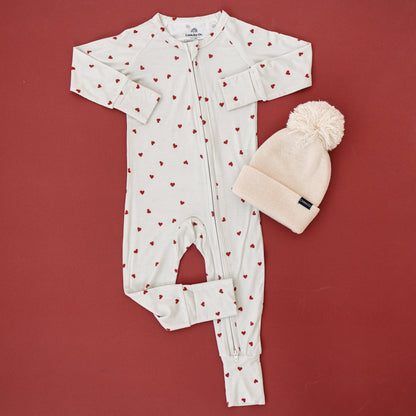 Tiny Hearts Bamboo Zippy Pajamas by Little Joy Co., product view 5