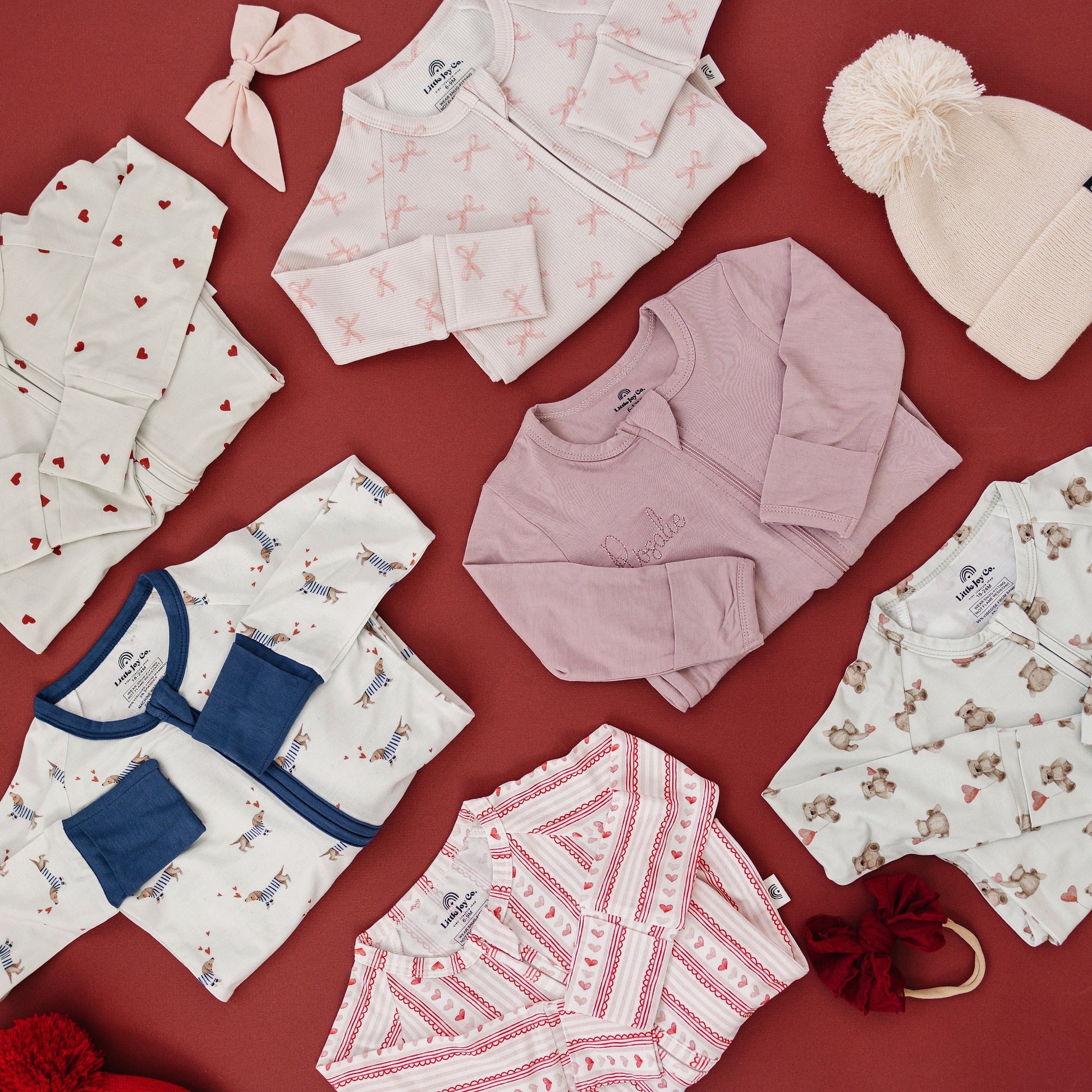 Tiny Hearts Bamboo Zippy Pajamas by Little Joy Co., product view 6