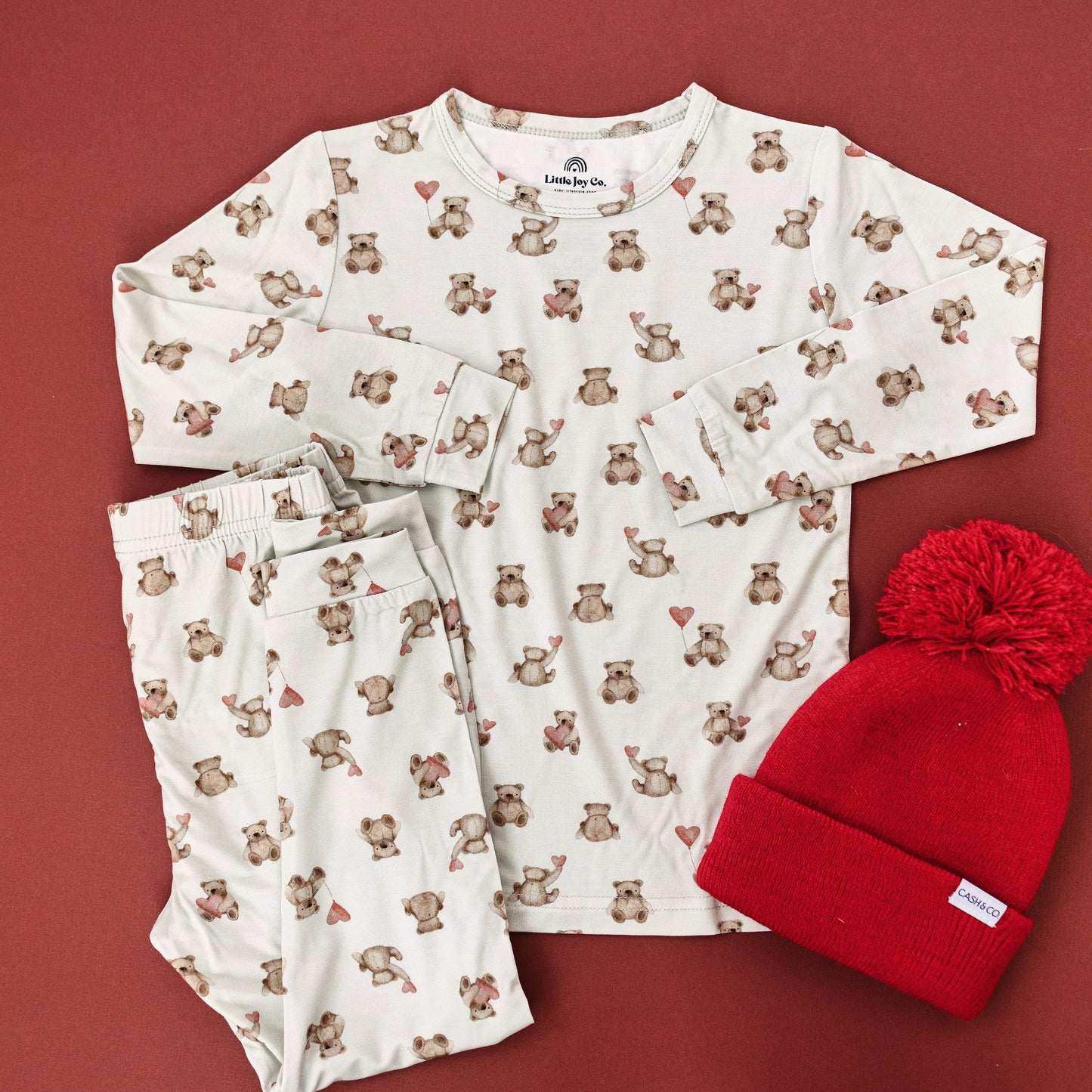 Valentines Teddy Bear 2pc Bamboo Pajamas by Little Joy Co.