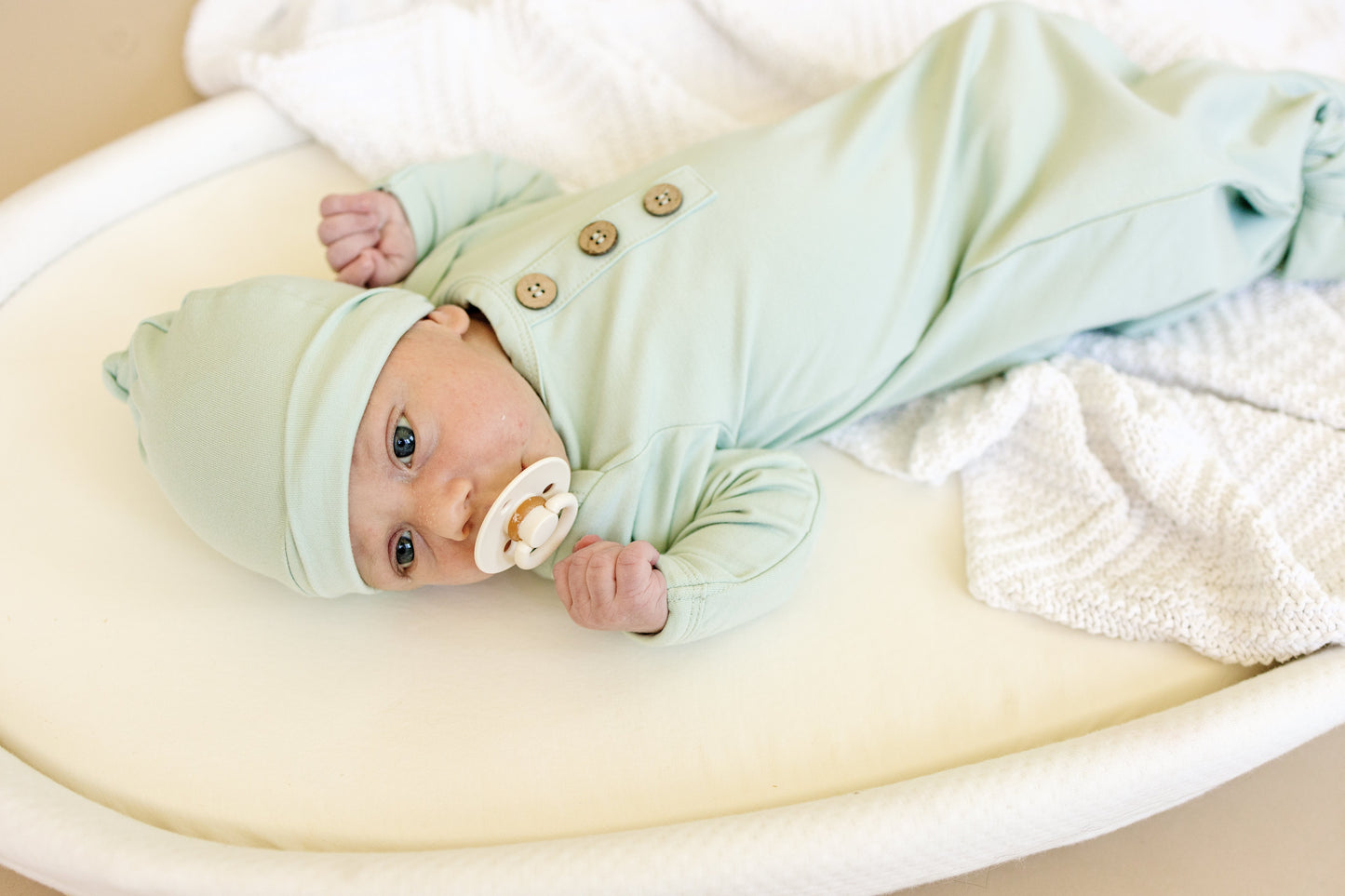 Newborn Bamboo Gown & Hat Set by Little Joy Co., product view 9