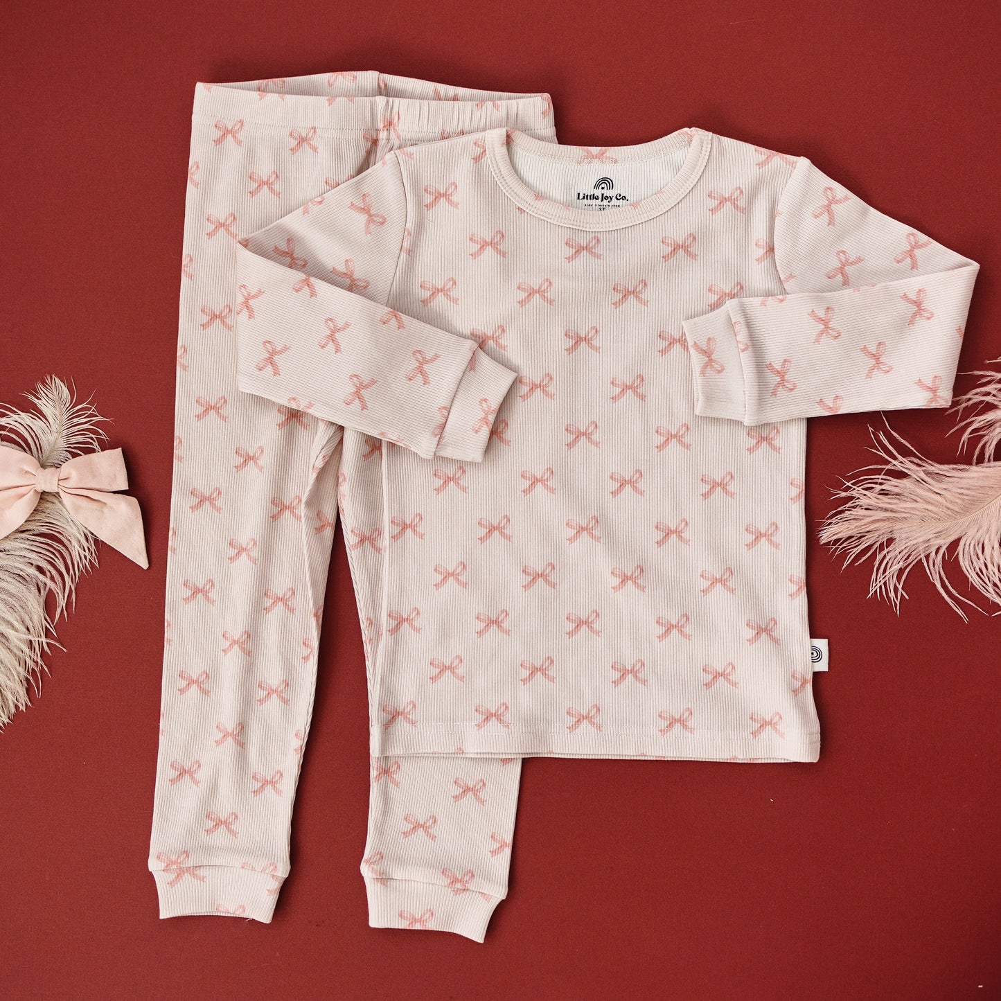 Blushing Bows 2pc Bamboo Pajamas by Little Joy Co., product view 6