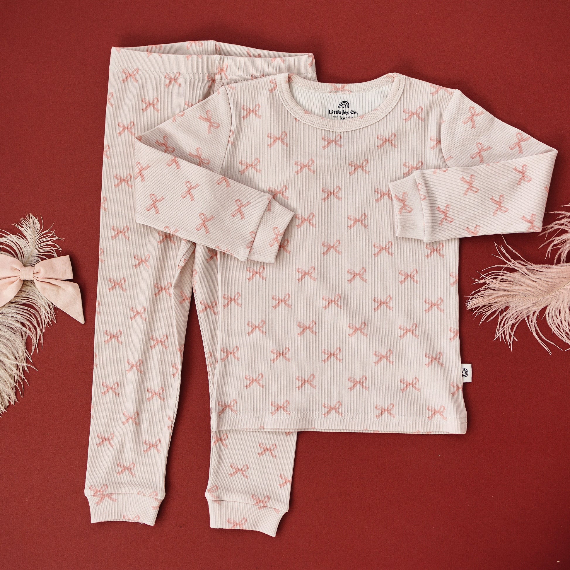 Blushing Bows 2pc Bamboo Pajamas by Little Joy Co., product view 6