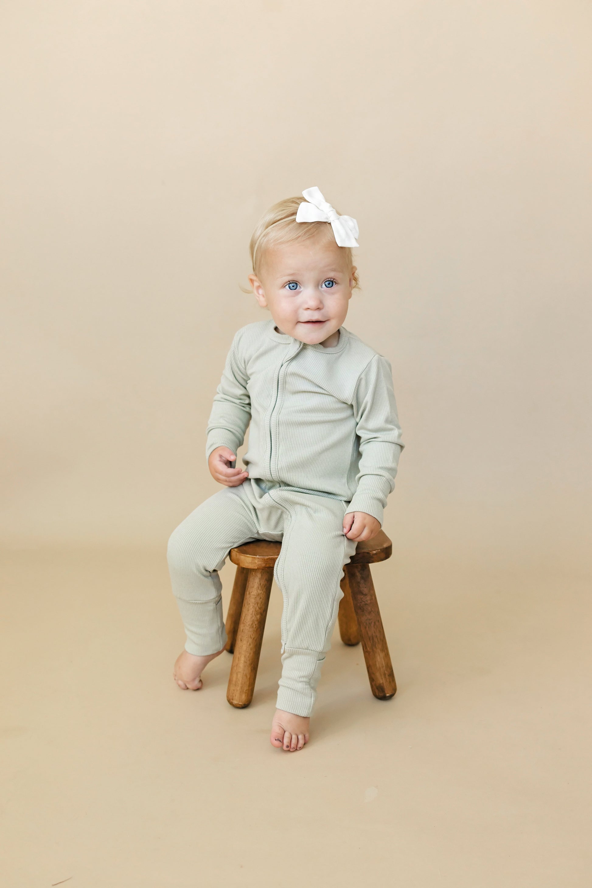 Solid Ribbed Bamboo Zippy Romper - more colors by Little Joy Co., product view 4