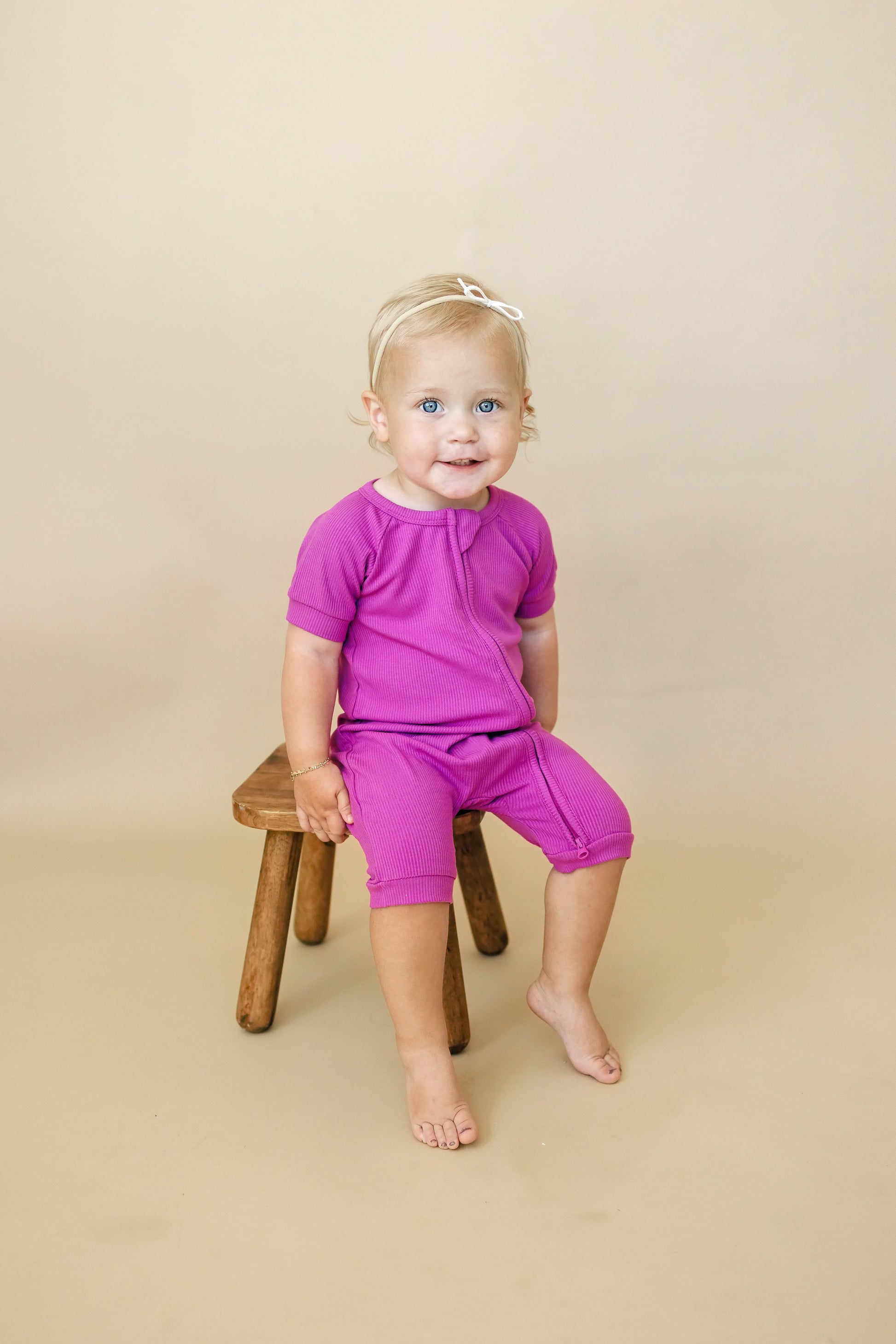 Solid Ribbed Bamboo Shorty Romper (0-3m to 4T) - more colors by Little Joy Co., product view 2