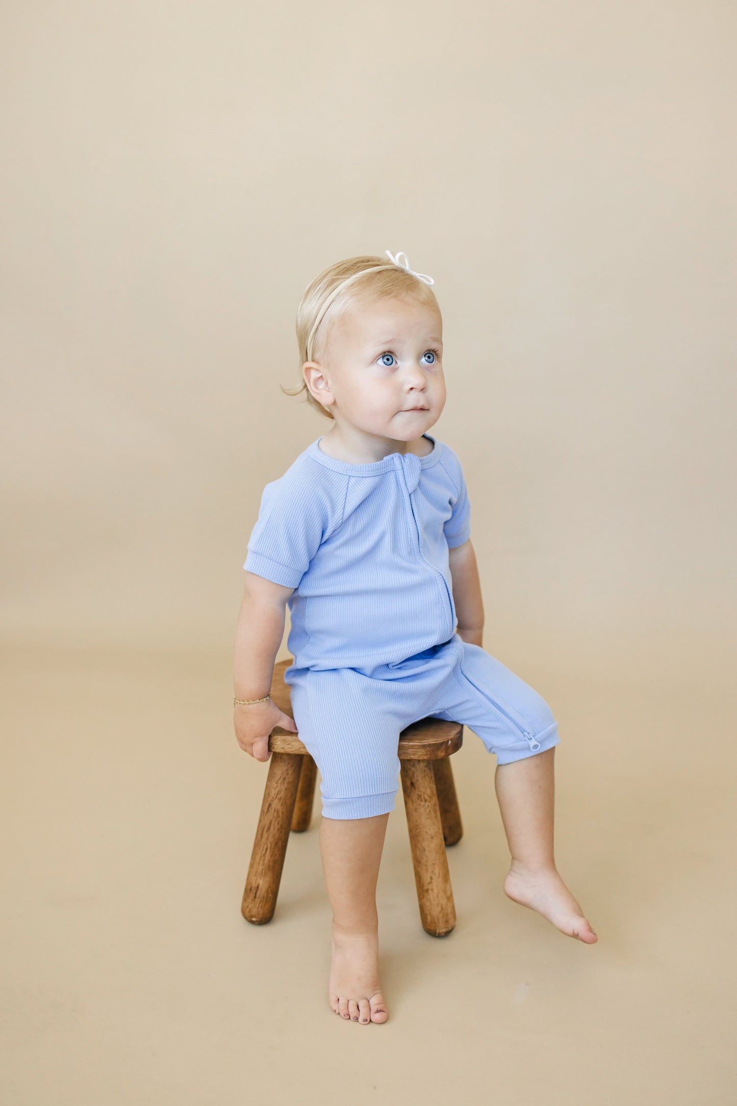 Solid Ribbed Bamboo Shorty Romper (0-3m to 4T) - more colors by Little Joy Co., product view 7