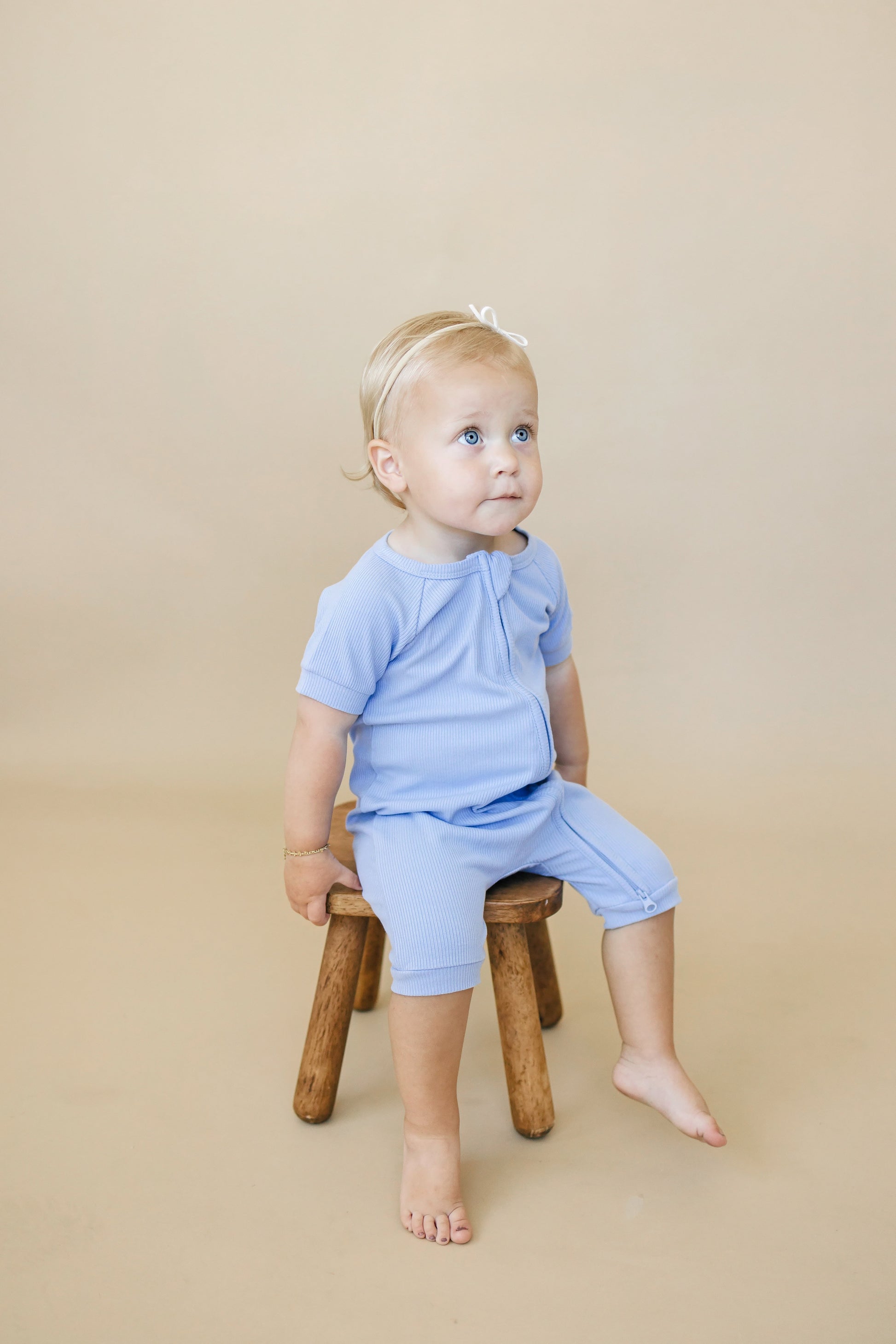 Solid Ribbed Bamboo Shorty Romper (0-3m to 4T) - more colors by Little Joy Co., product view 7