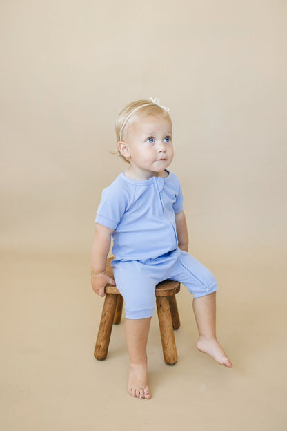 Solid Ribbed Bamboo Shorty Romper (0-3m to 4T) - more colors by Little Joy Co., product view 7