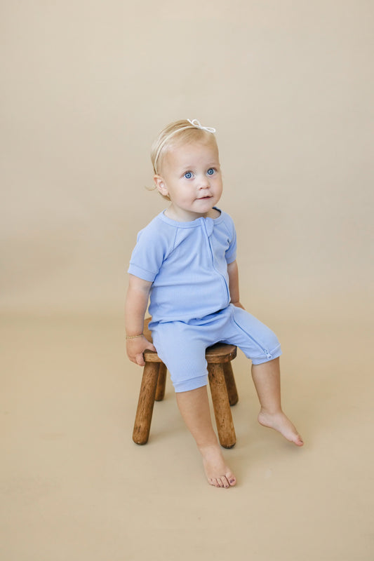Solid Ribbed Bamboo Shorty Romper (0-3m to 4T) - more colors by Little Joy Co.