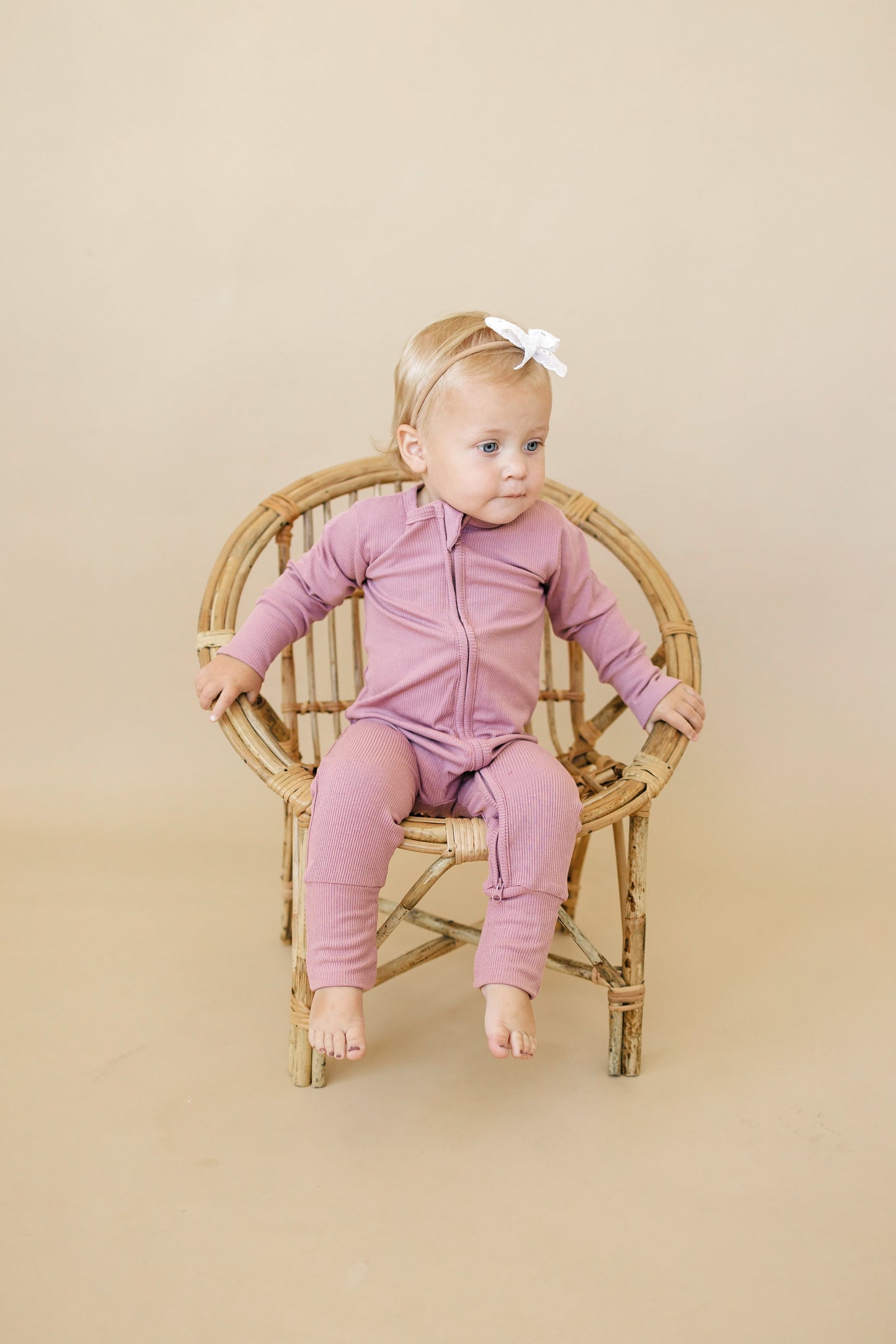 Solid Ribbed Bamboo Zippy Romper - more colors by Little Joy Co., product view 6