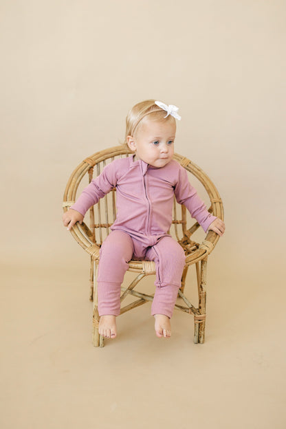 Solid Ribbed Bamboo Zippy Romper - more colors by Little Joy Co., product view 6