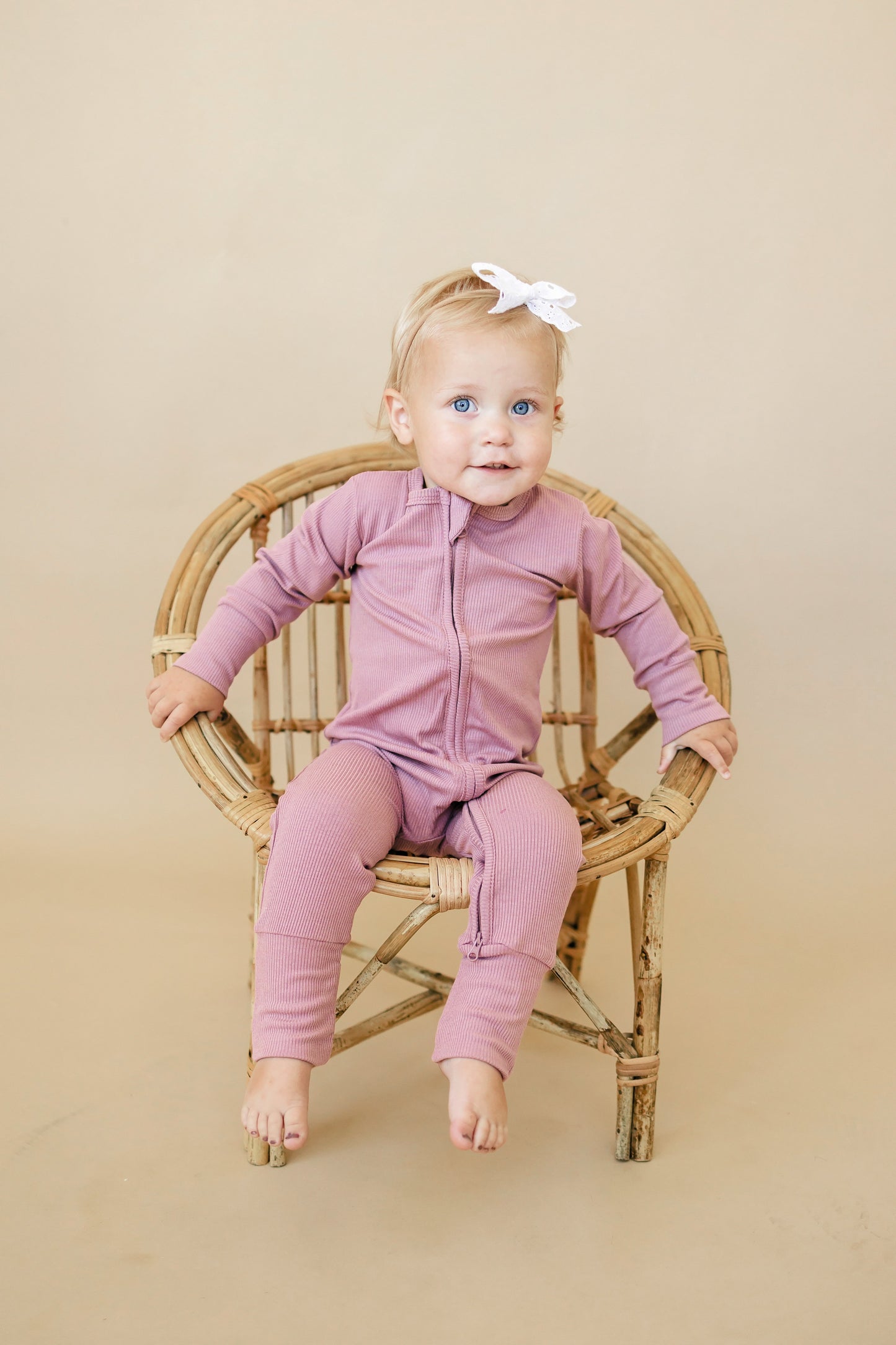 Solid Ribbed Bamboo Zippy Romper - more colors by Little Joy Co., product view 7