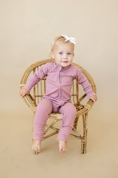 Solid Ribbed Bamboo Zippy Romper - more colors by Little Joy Co., product view 7