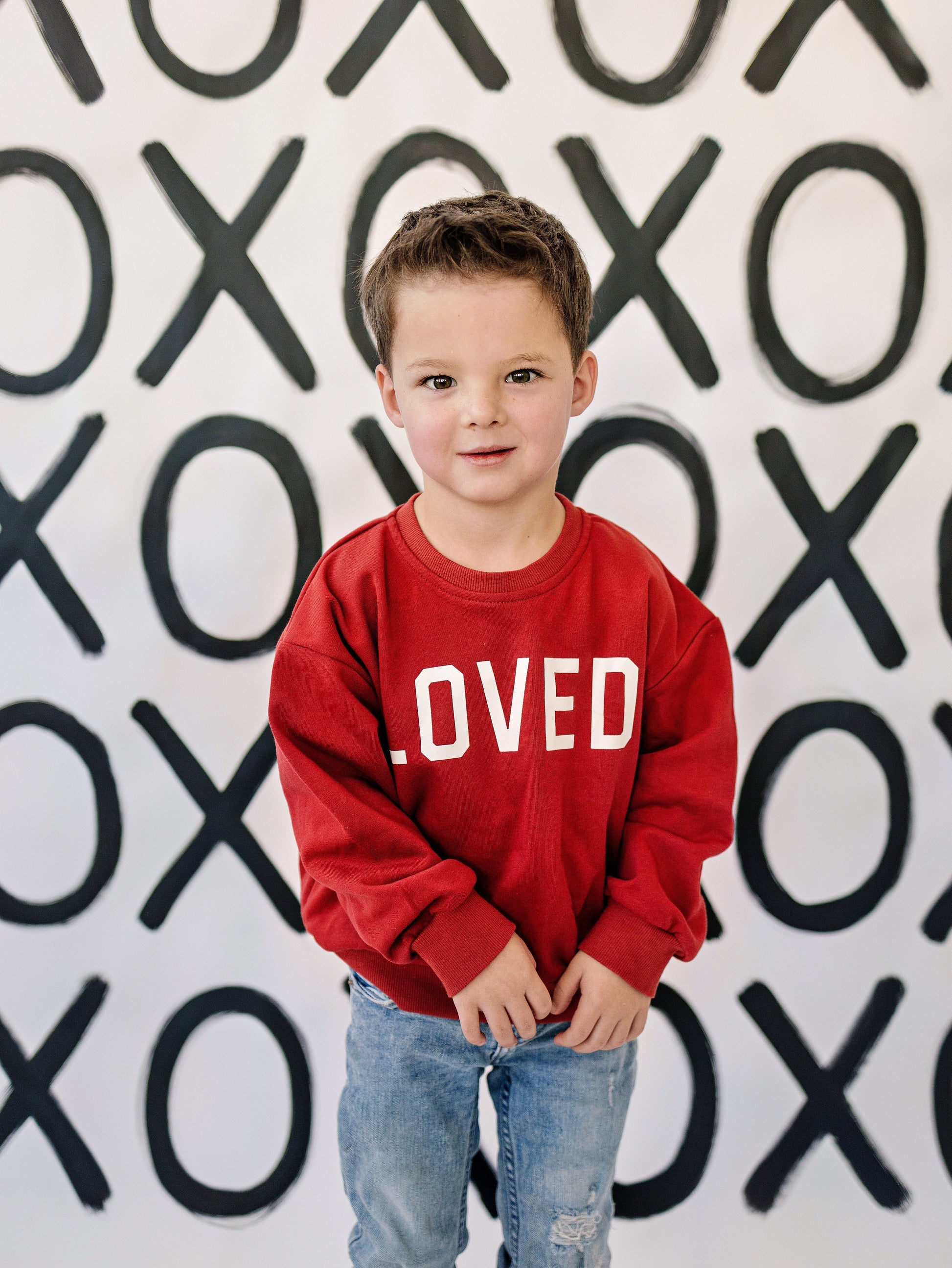Loved Crewneck Sweatshirt - Red or Pink by Little Joy Co., product view 10
