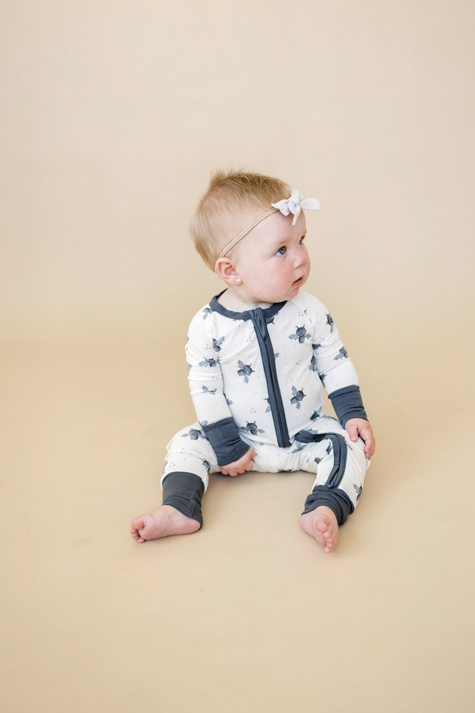 Batty for Bedtime Bamboo Zippy Romper *Newborn only by Little Joy Co., product view 6