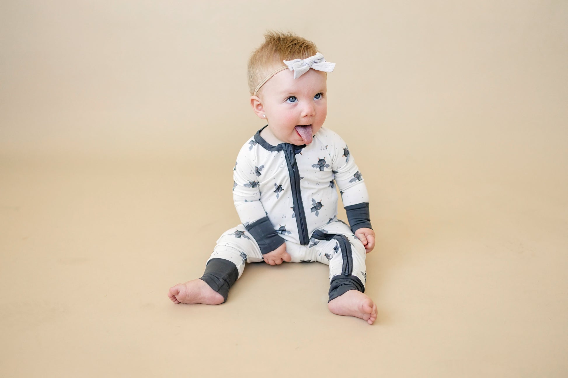 Batty for Bedtime Bamboo Zippy Romper *Newborn only by Little Joy Co., product view 8
