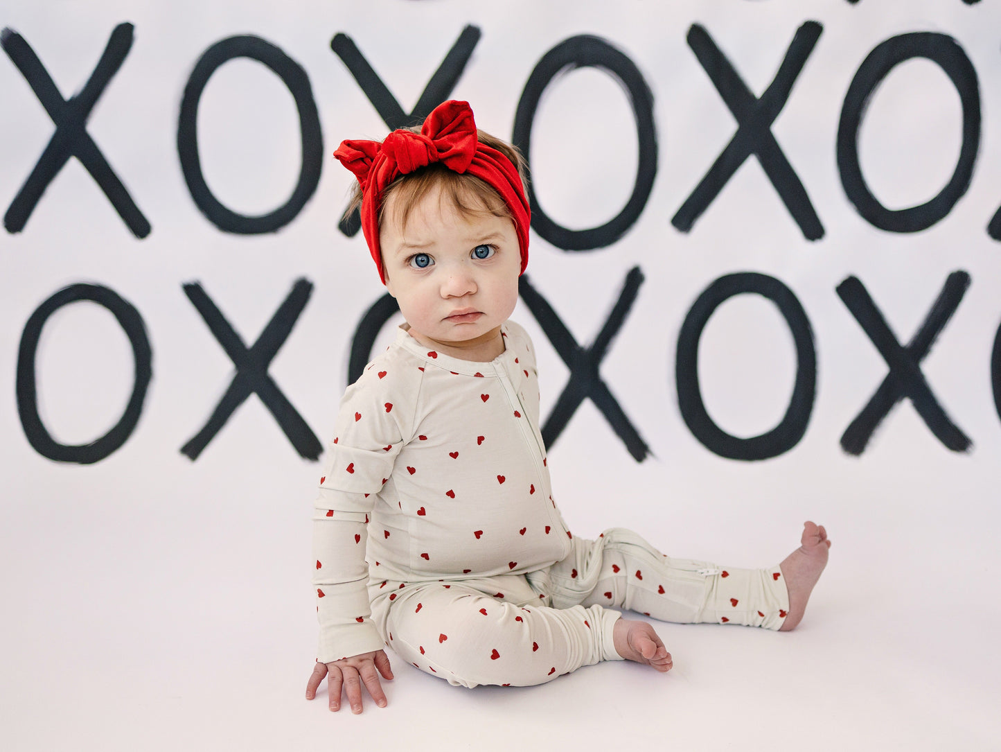 Tiny Hearts Bamboo Zippy Pajamas by Little Joy Co., product view 3