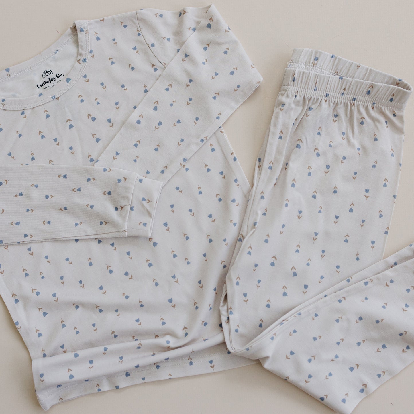 Tiny Tulips 2pc Bamboo Pajamas by Little Joy Co., product view 2