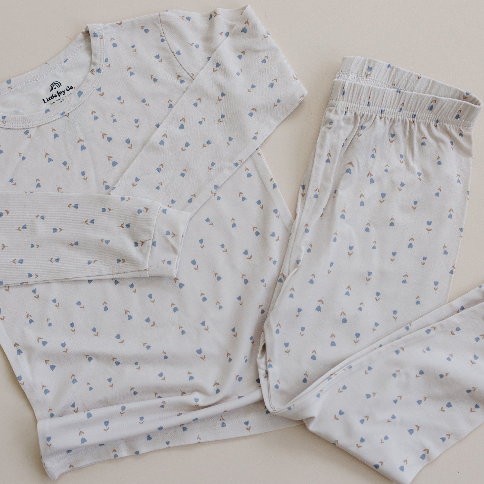 Tiny Tulips 2pc Bamboo Pajamas by Little Joy Co., product view 2