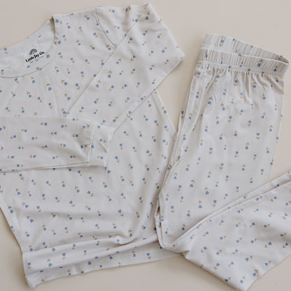 Tiny Tulips 2pc Bamboo Pajamas by Little Joy Co., product view 2