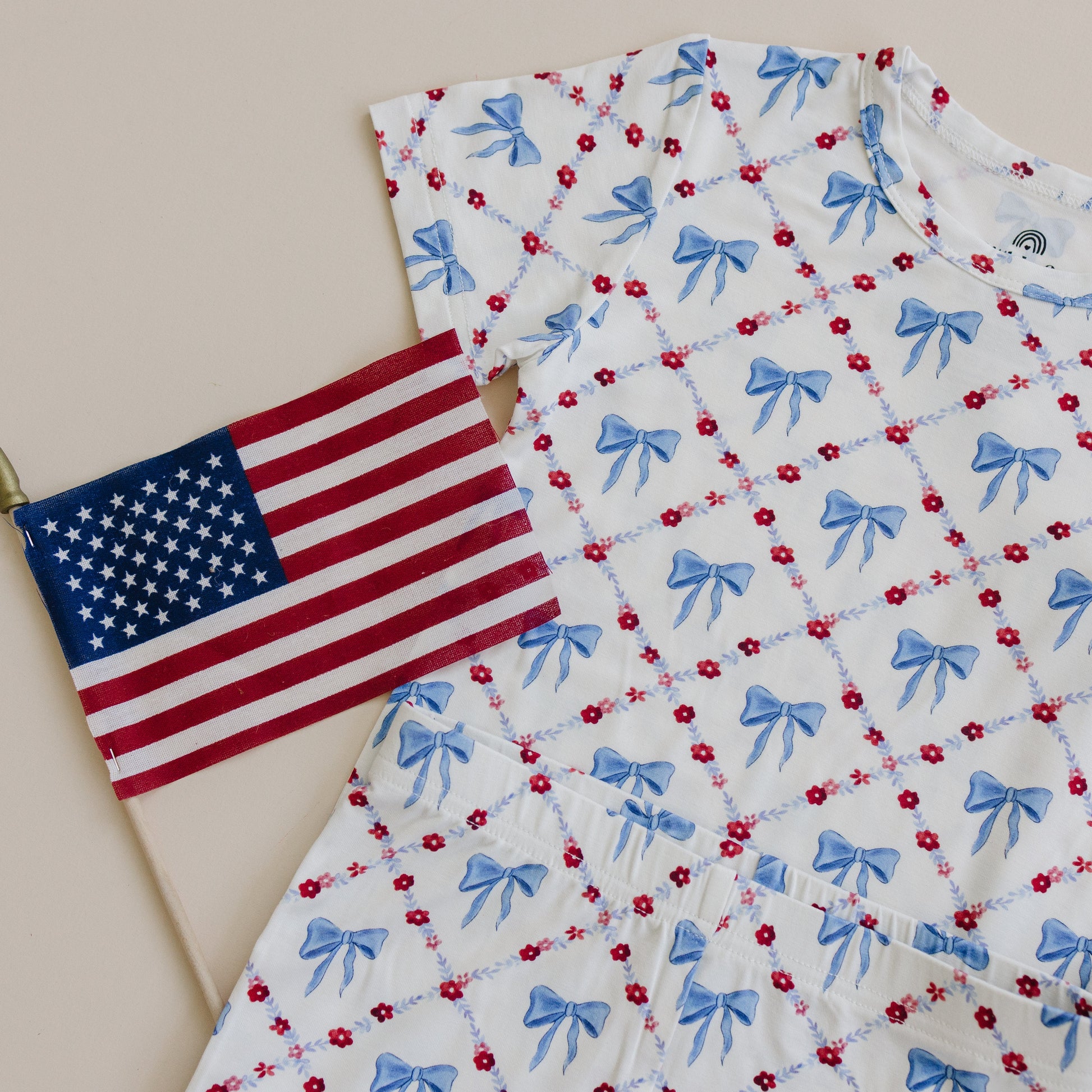 Red White & Bows 2pc Bamboo Pajamas by Little Joy Co., product view 11
