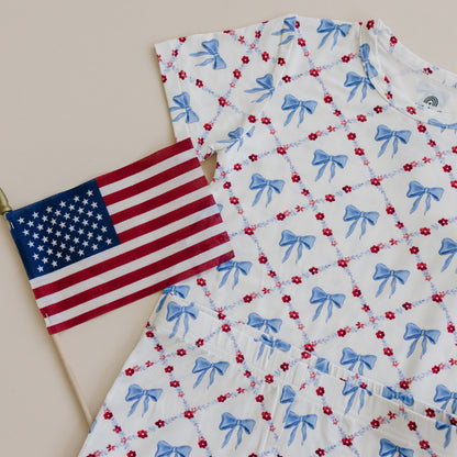 Red White & Bows 2pc Bamboo Pajamas by Little Joy Co., product view 11