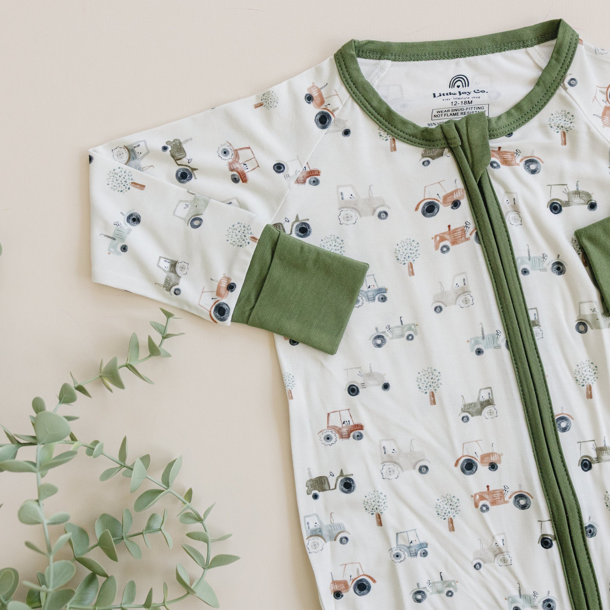 Tiny Tractors Bamboo Zippy Pajamas by Little Joy Co.
